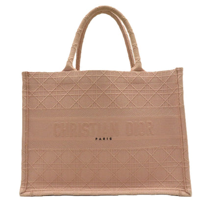Dior Cannage Book Tote Bag Medium Pink Beige Canvas
