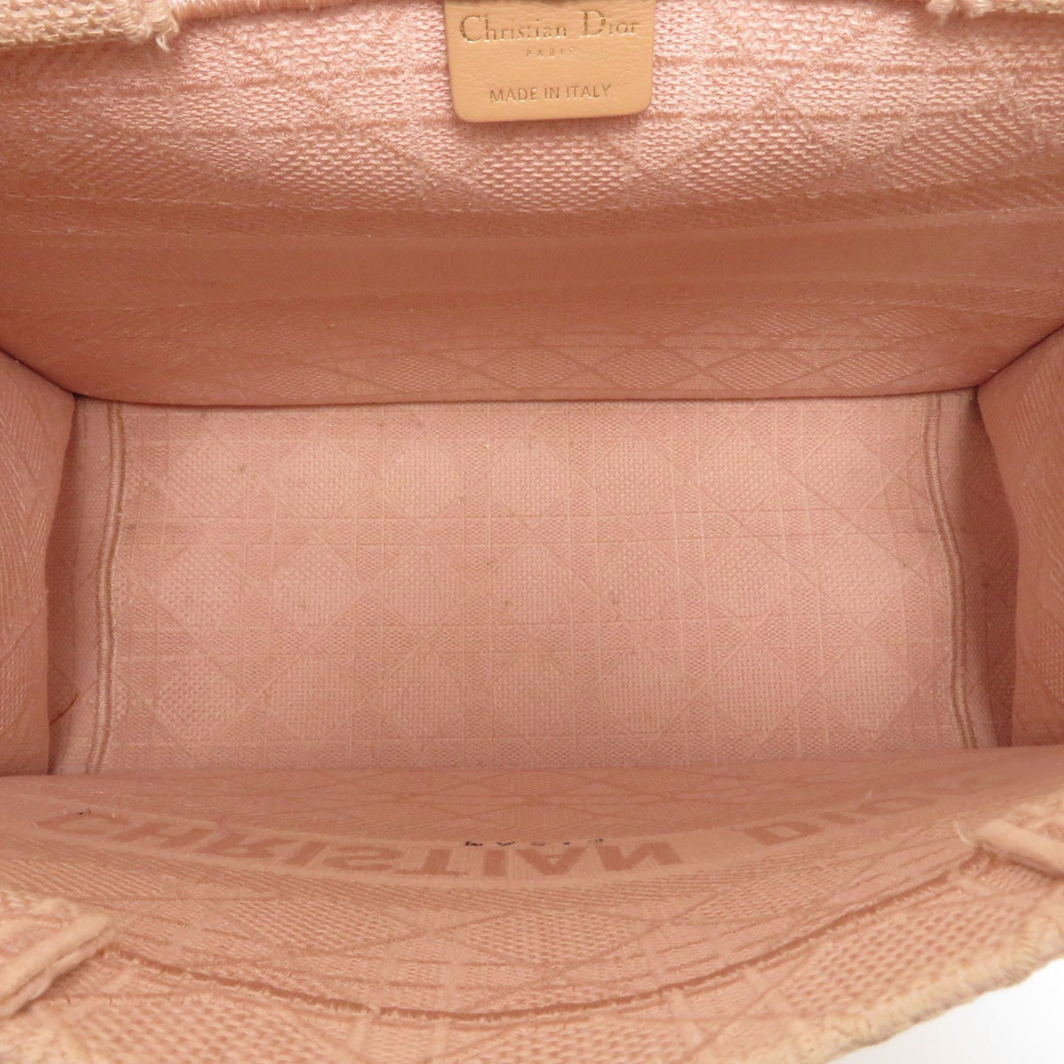 Dior Cannage Book Tote Bag Medium Pink Beige Canvas — view 6
