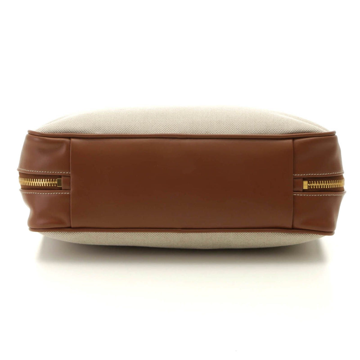 Miu Miu Top Handle Bag Natural Brown Canvas Leather Handbag — view 3