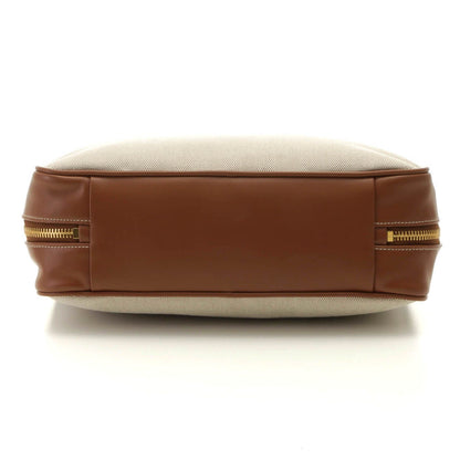 Miu Miu Top Handle Bag Natural Brown Canvas Leather Handbag — view 3