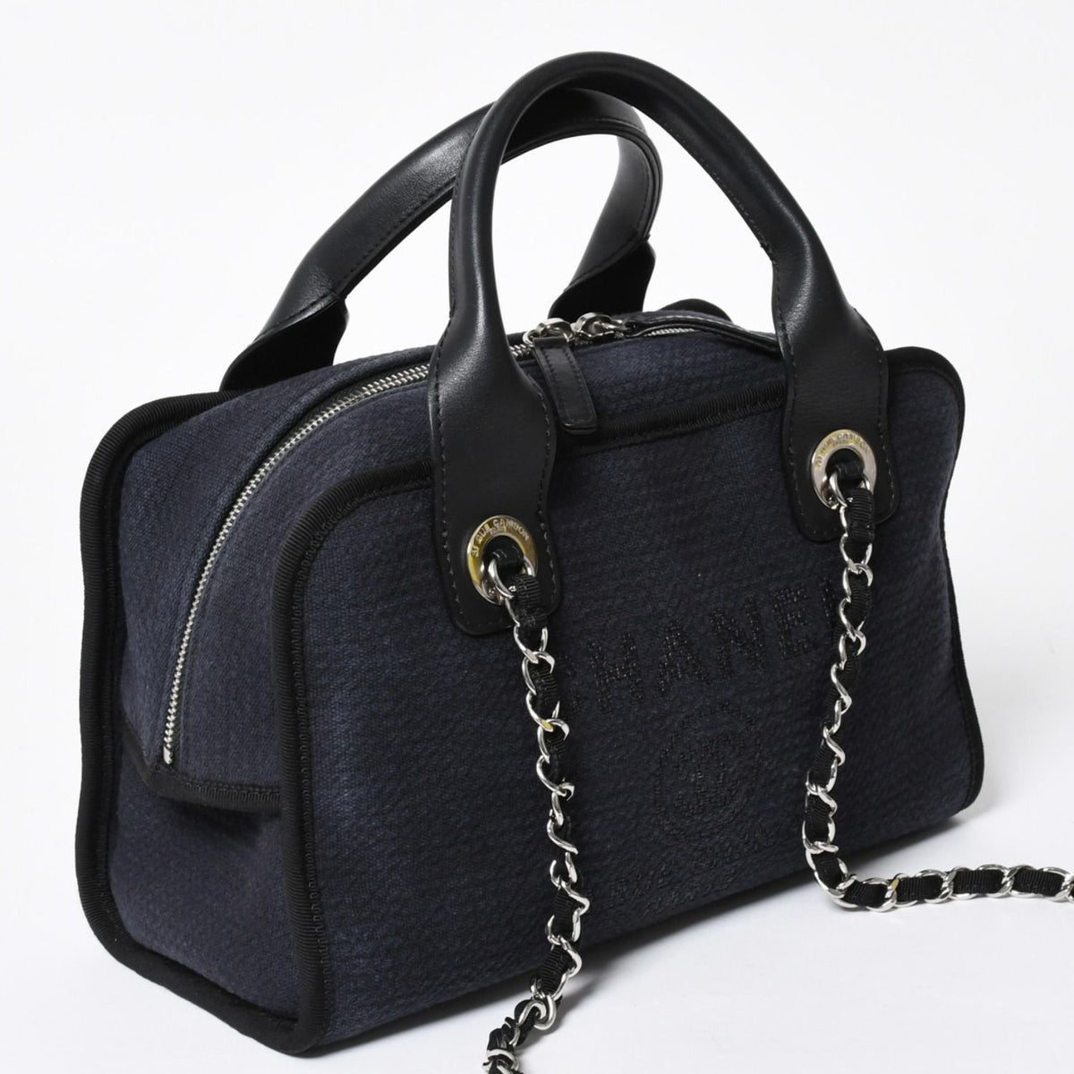 Chanel 2-Way Shoulder Bag Chain Deauville Line Navy — view 3