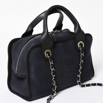 Chanel 2-Way Shoulder Bag Chain Deauville Line Navy — view 3