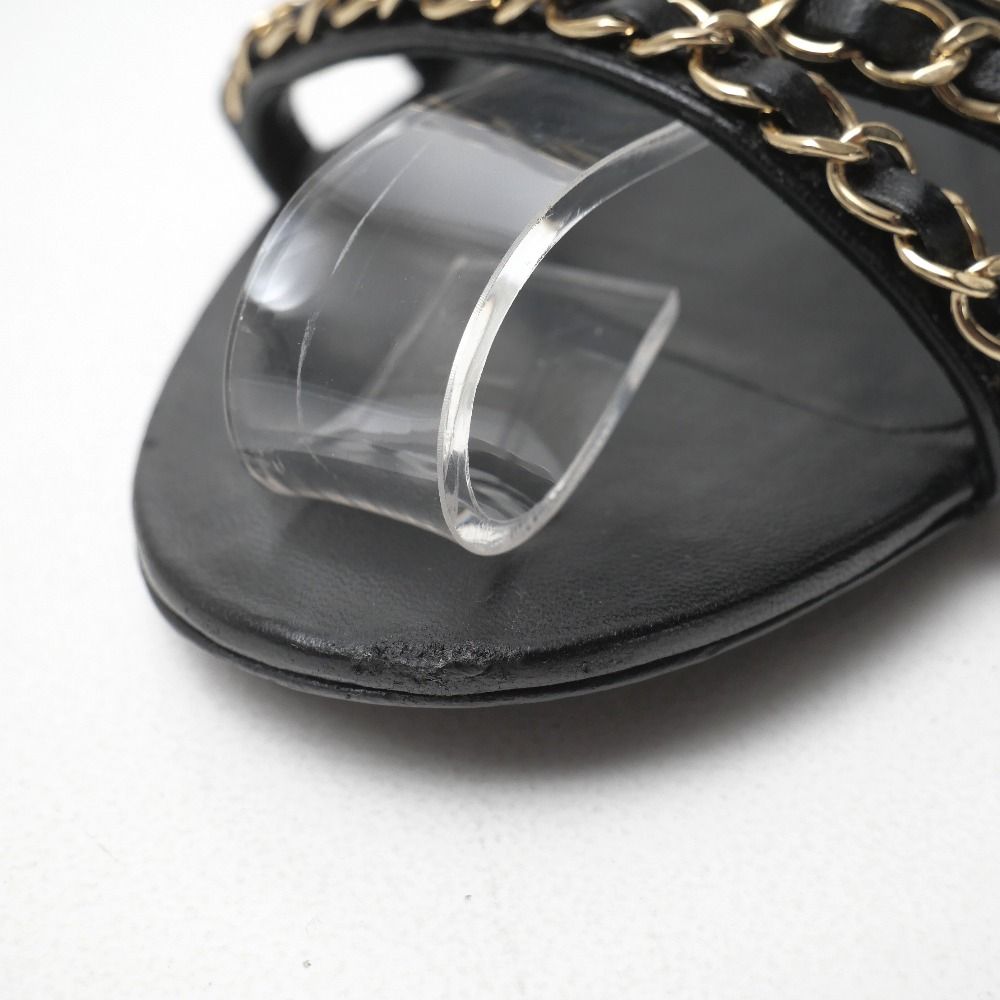 Chanel Sandals CC Logo Gold Chain Ankle Strap Flats — view 5