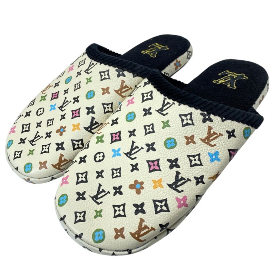 Louis Vuitton LV Palace Line Slippers Mules Monogram Craggy Leather Pile White