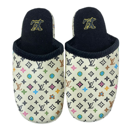 Louis Vuitton LV Palace Line Slippers Mules Monogram Craggy Leather Pile White — view 2