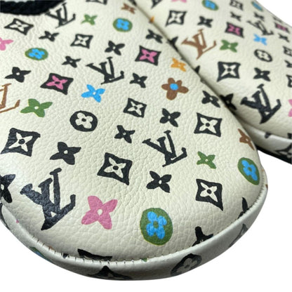 Louis Vuitton LV Palace Line Slippers Mules Monogram Craggy Leather Pile White — view 3