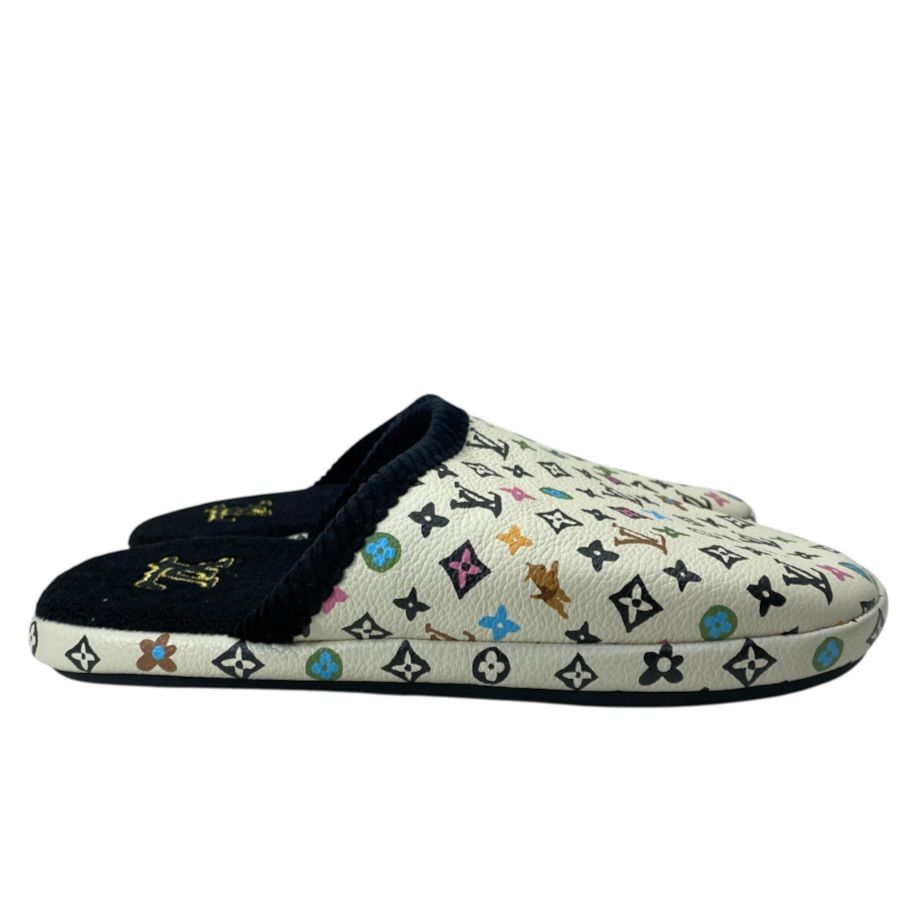 Louis Vuitton LV Palace Line Slippers Mules Monogram Craggy Leather Pile White — view 5