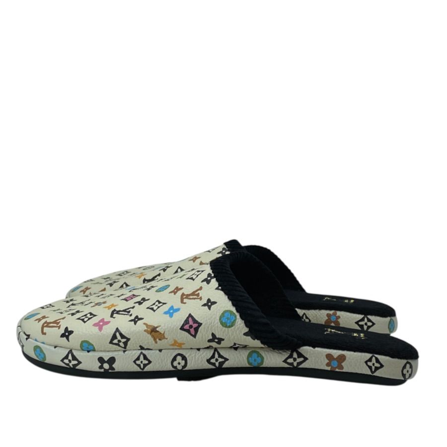 Louis Vuitton LV Palace Line Slippers Mules Monogram Craggy Leather Pile White — view 7