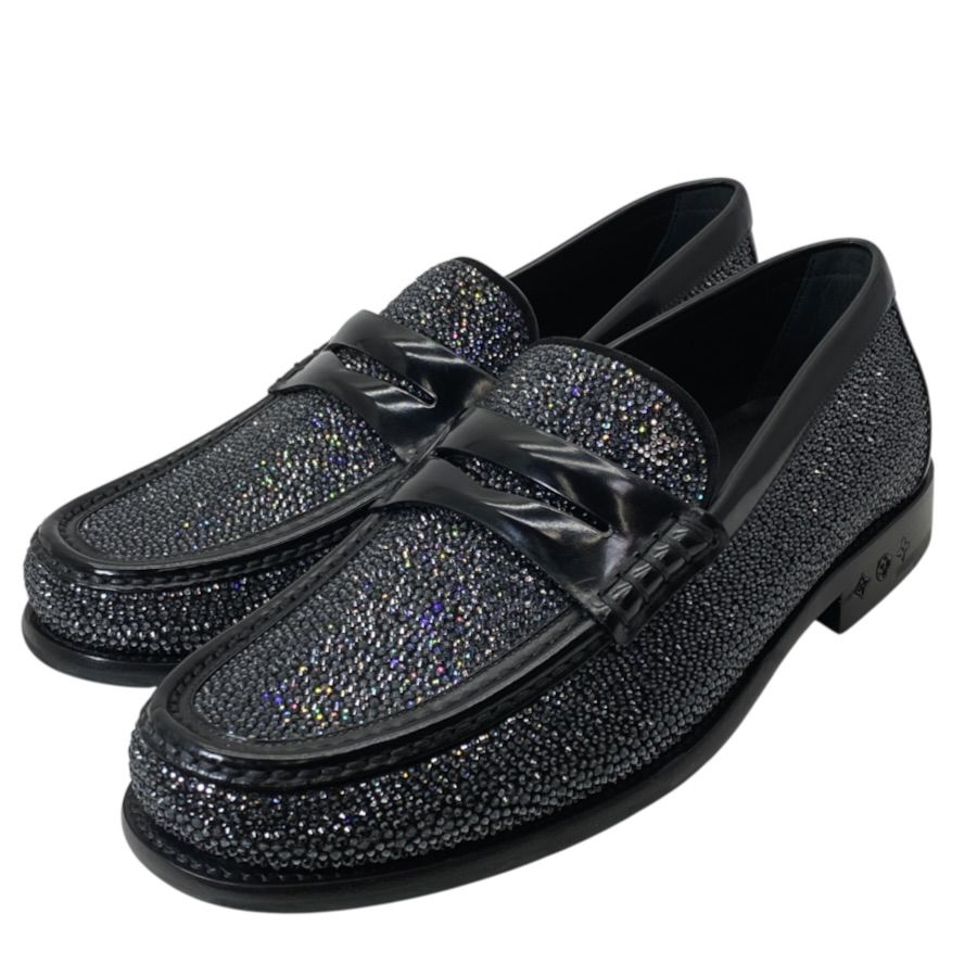 Louis Vuitton Loafers Swarovski Leather Black