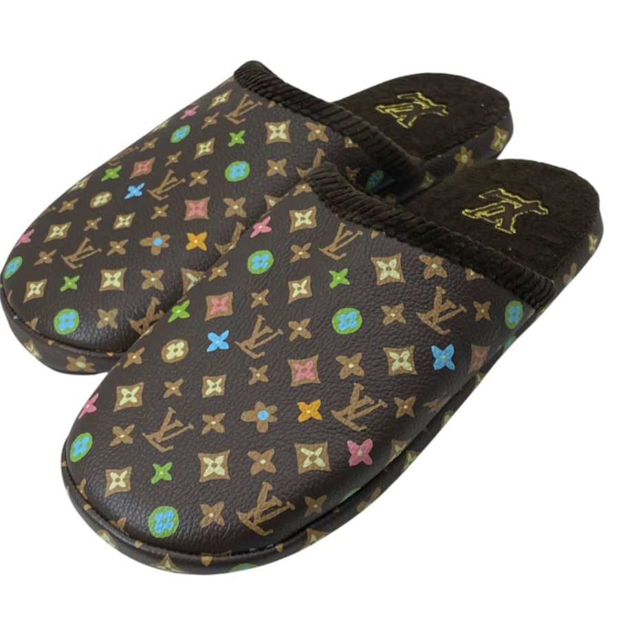 Louis Vuitton LV Palace Line Slippers Mules Monogram Craggy Leather Pile Brown