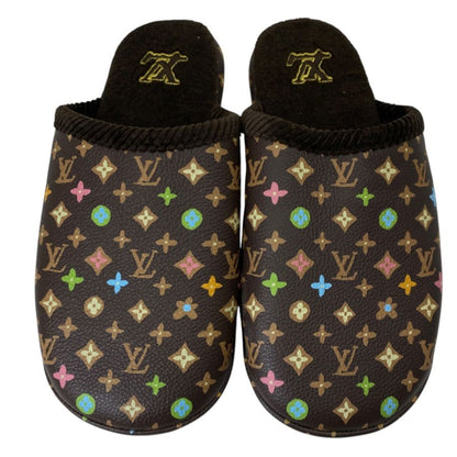 Louis Vuitton LV Palace Line Slippers Mules Monogram Craggy Leather Pile Brown — view 2