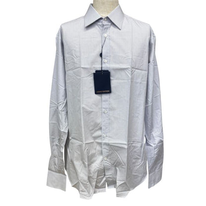 Louis Vuitton Slim Fit Long Sleeve Shirt Check Pattern Cotton 100% Light Gray