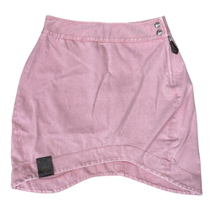 Louis Vuitton Mini Skirt Denim Asymmetric Cotton Pink