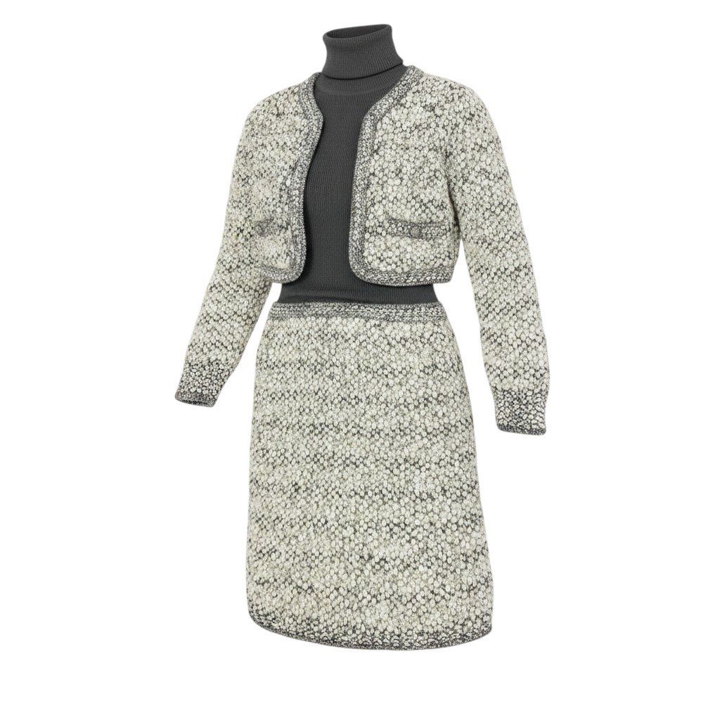 Chanel Silk Wool Docking Dress Gray 34