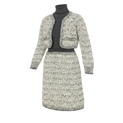 Chanel Silk Wool Docking Dress Gray 34