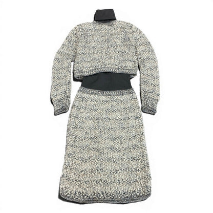 Chanel Silk Wool Docking Dress Gray 34 — view 3