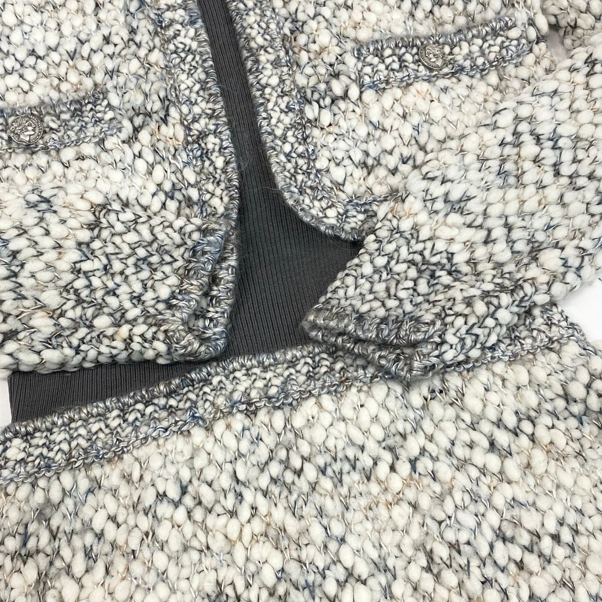 Chanel Silk Wool Docking Dress Gray 34 — view 5