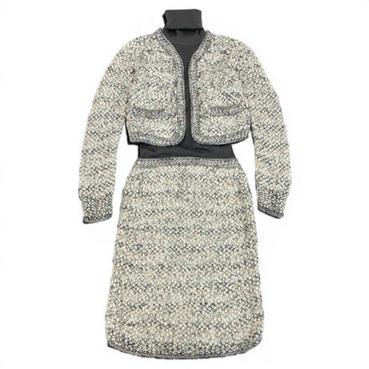 Chanel Silk Wool Docking Dress Gray 34 — view 2