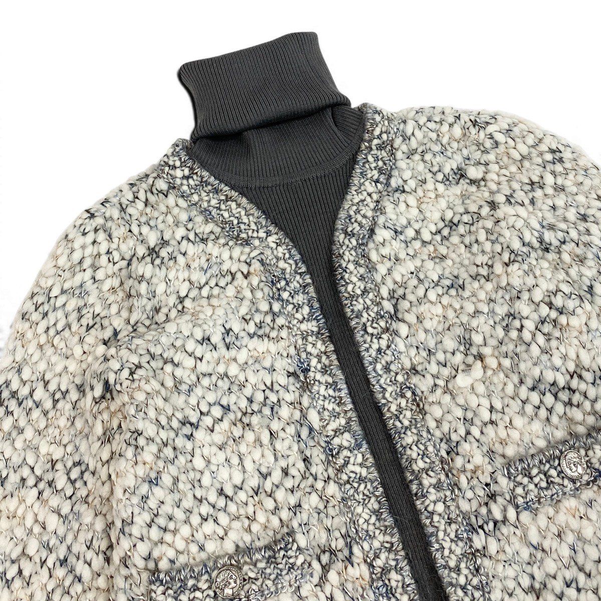 Chanel Silk Wool Docking Dress Gray 34 — view 4