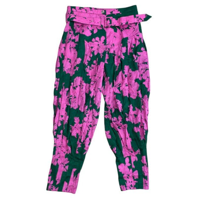Louis Vuitton Tapered Pants with Belt Botanical Pattern Silk Pink