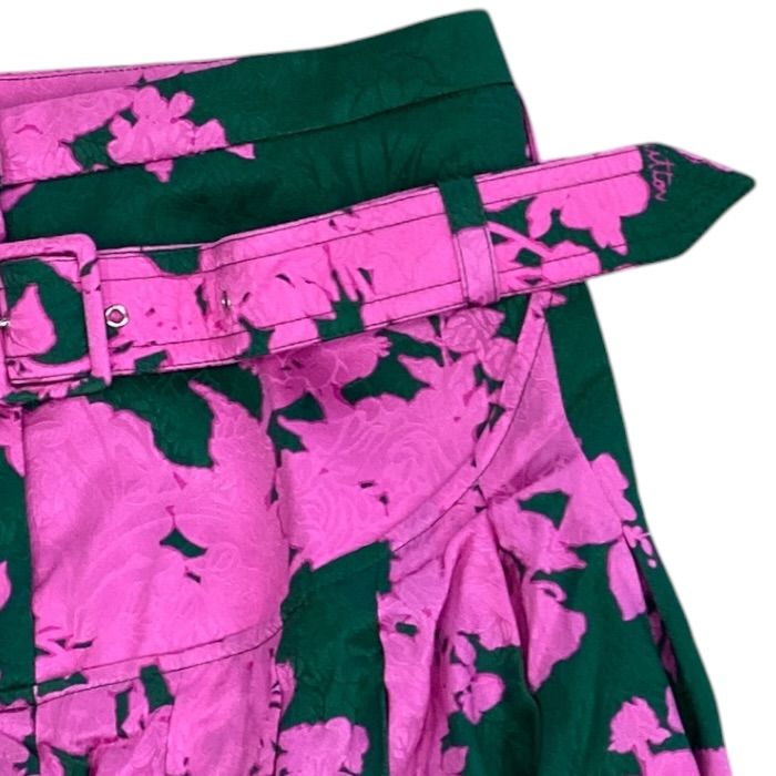 Louis Vuitton Tapered Pants with Belt Botanical Pattern Silk Pink — view 3
