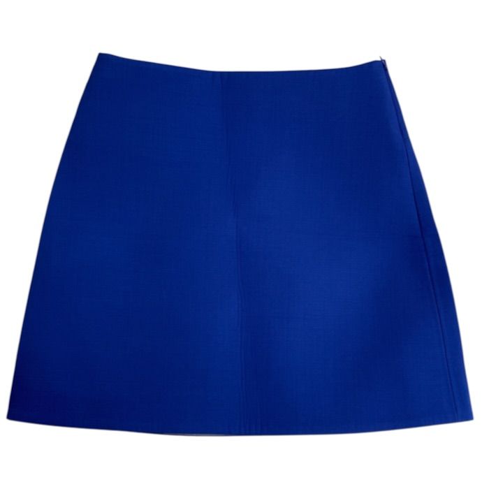 Louis Vuitton Mini Skirt A-Line Trapezoid Wool Polyurethane Silk Blue