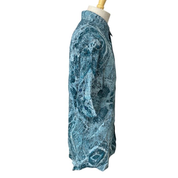 Louis Vuitton Short Sleeve Shirt Salt Print Rayon Silk Blue — view 4