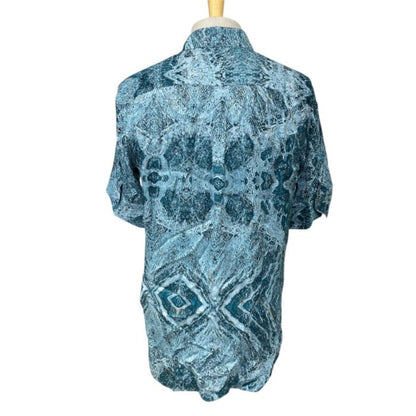 Louis Vuitton Short Sleeve Shirt Salt Print Rayon Silk Blue — view 3