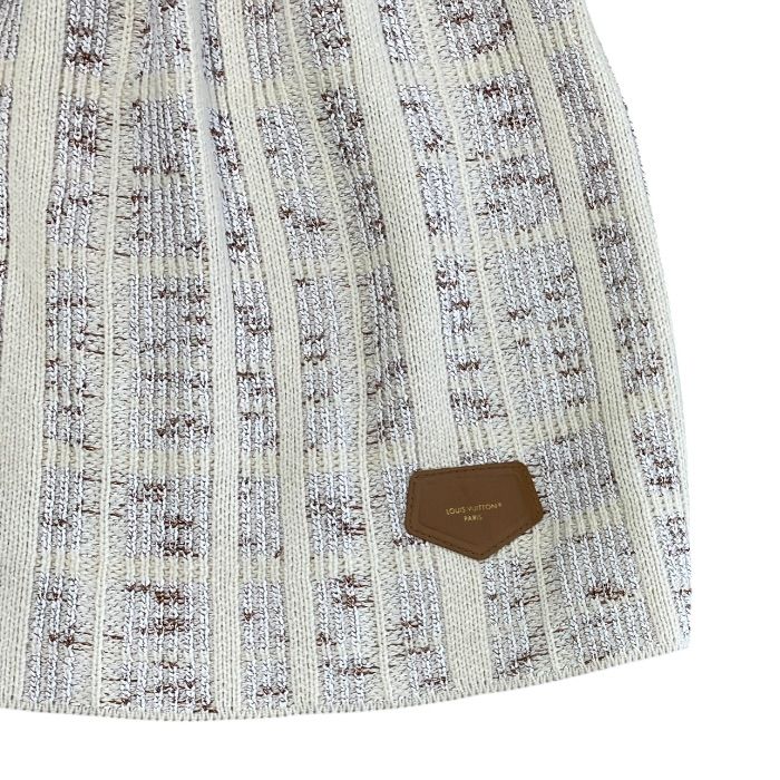 Louis Vuitton Mini Skirt Tweed Knit Ribbed Cotton Ivory — view 5