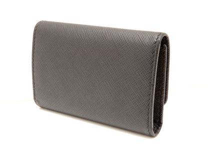 Prada Saffiano Key Case Leather Black Gold Key Holder — view 2