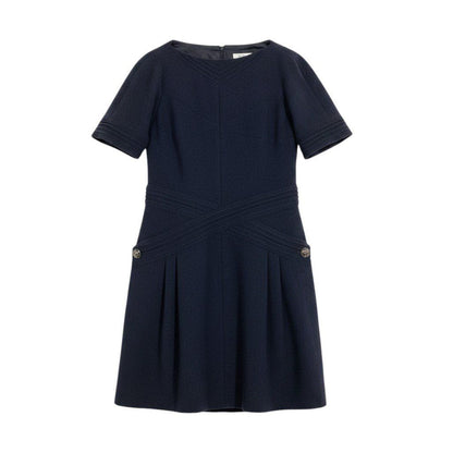 Chanel Short Sleeve Dress Gripoix Button Black