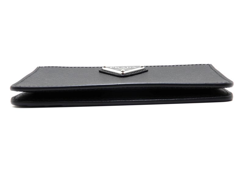 Prada Saffiano Fragment Case Leather Black Silver Card Holder — view 3