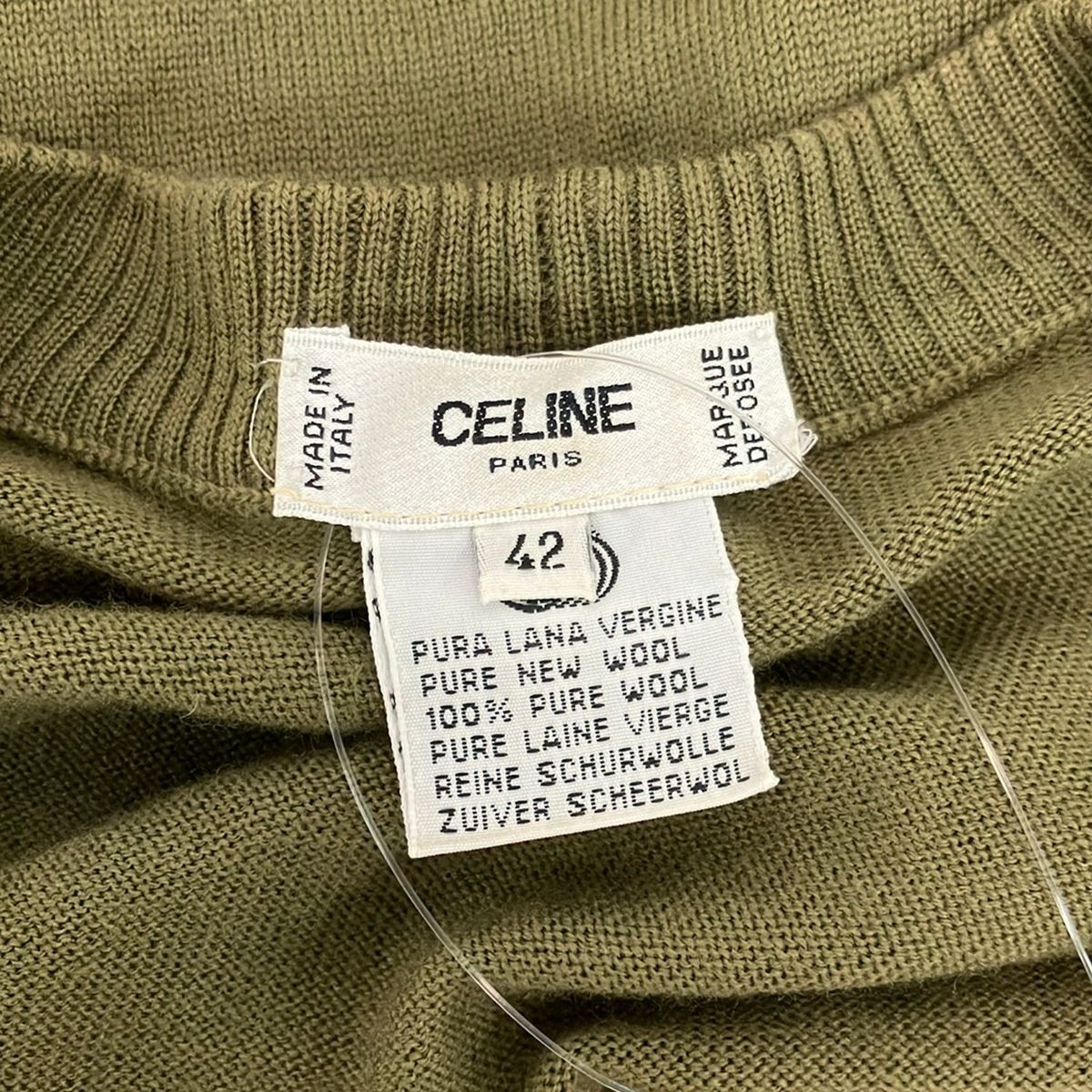 Celine Cardigan L Khaki Pink Multi Long Sleeve Floral Pattern — view 3