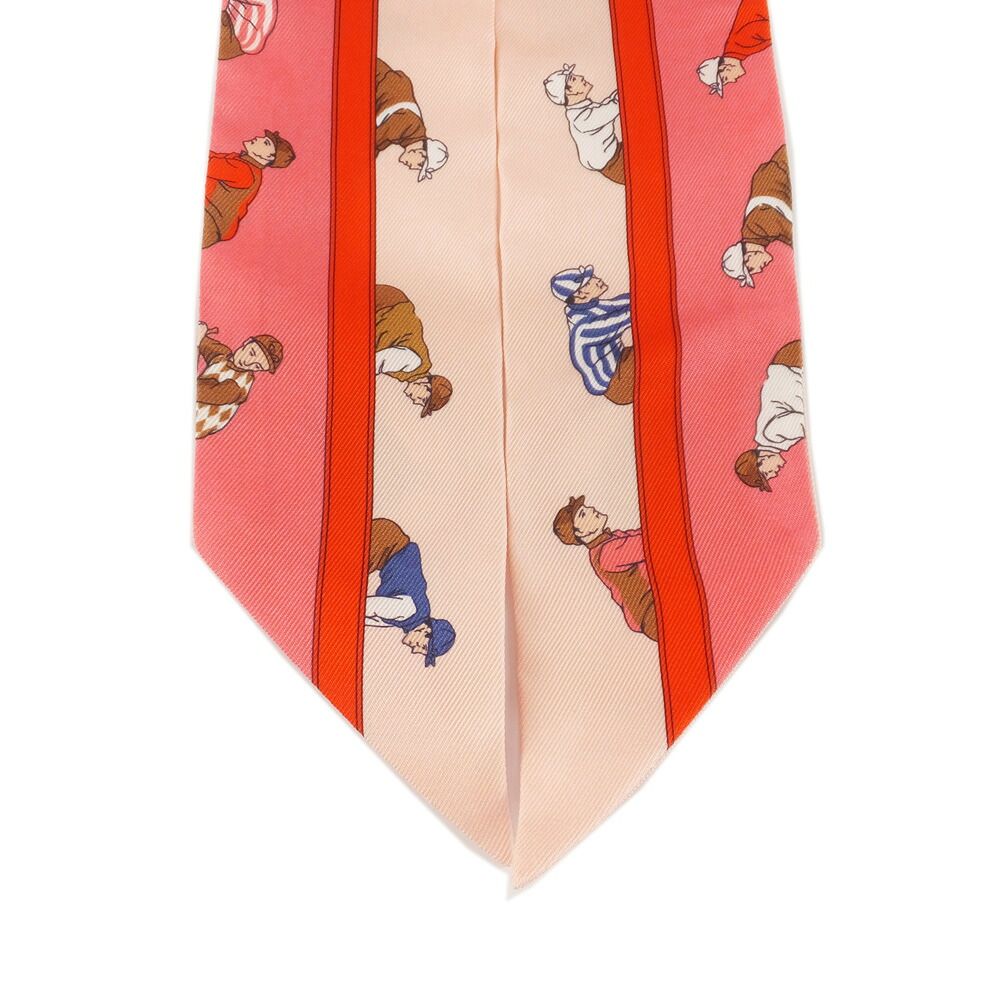 Hermes Twilly les Courses Turf Horse Racing Silk 100% Pink Motif Multicolor — view 4