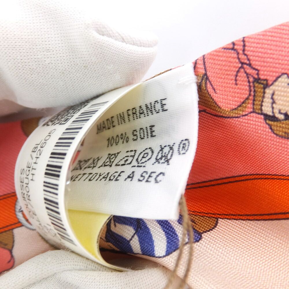 Hermes Twilly les Courses Turf Horse Racing Silk 100% Pink Motif Multicolor — view 7