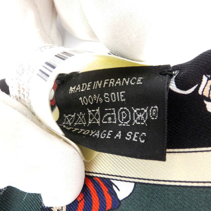 Hermes Twilly les Courses Turf Horse Racing Silk 100% Navy Green Motif — view 7