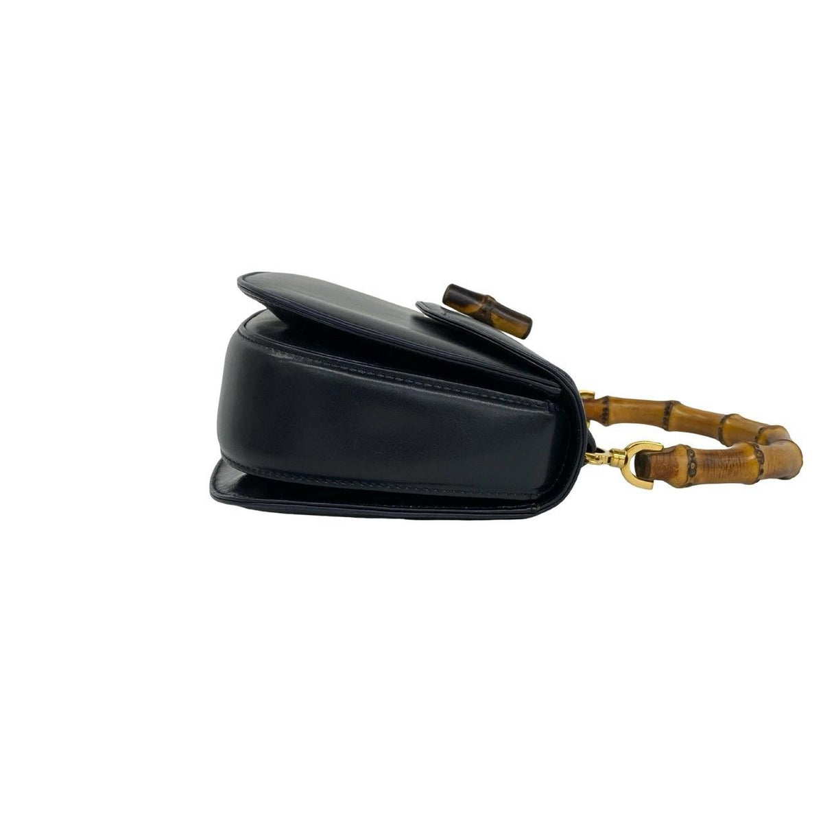 Gucci Vintage Bamboo Leather 2-Way Shoulder Bag Navy — view 6