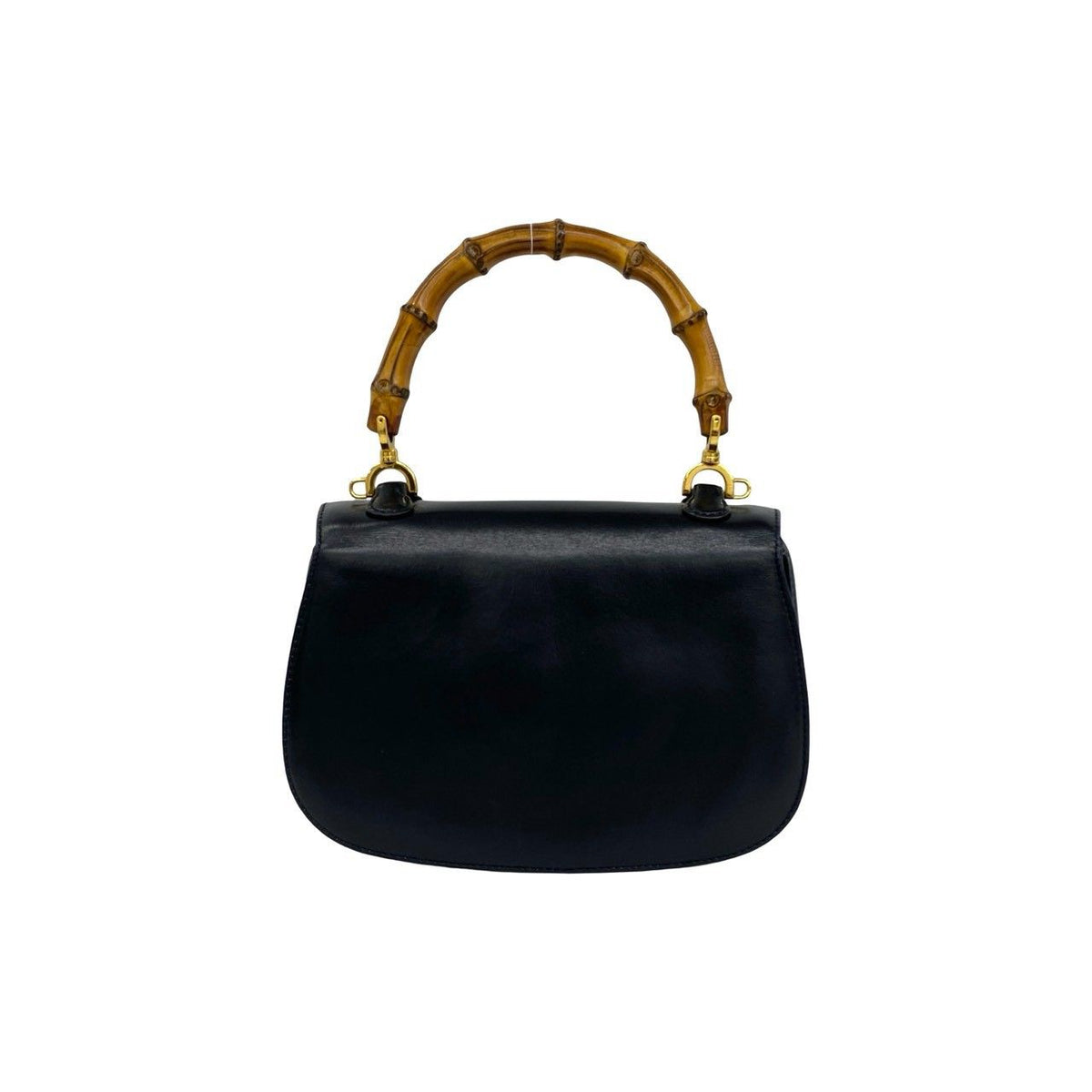Gucci Vintage Bamboo Leather 2-Way Shoulder Bag Navy — view 3