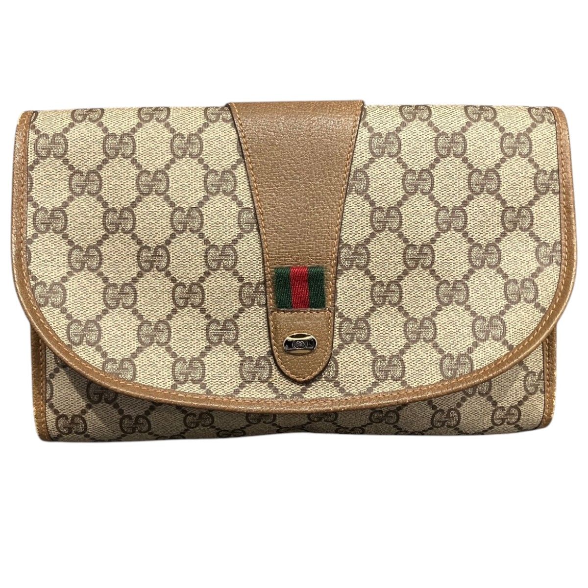 Gucci Vintage GG Supreme Sherry Clutch Leather