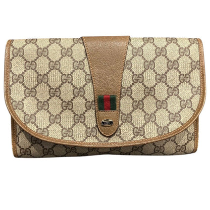 Gucci Vintage GG Supreme Sherry Clutch Leather
