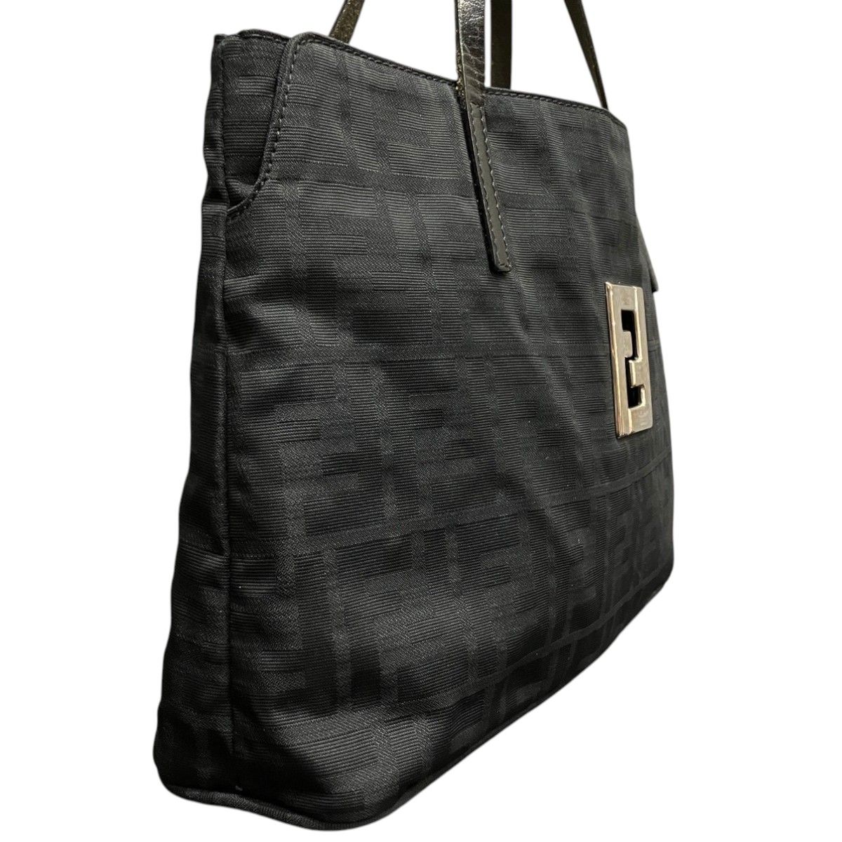 Fendi Zucca Handbag Nylon Leather — view 8