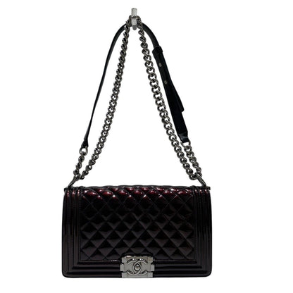 Chanel Boy Flap Shoulder Bag Patent Leather
