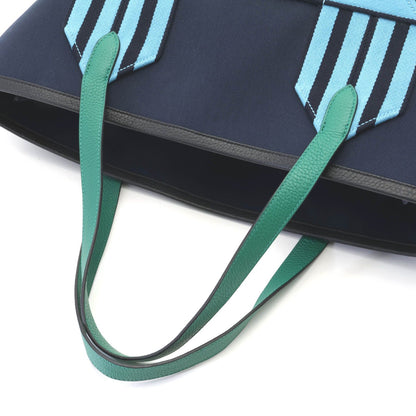Hermes Pursangle GM Navy Marine Vert Vertigo Tote Bag Canvas Taurillon Clemence — view 4
