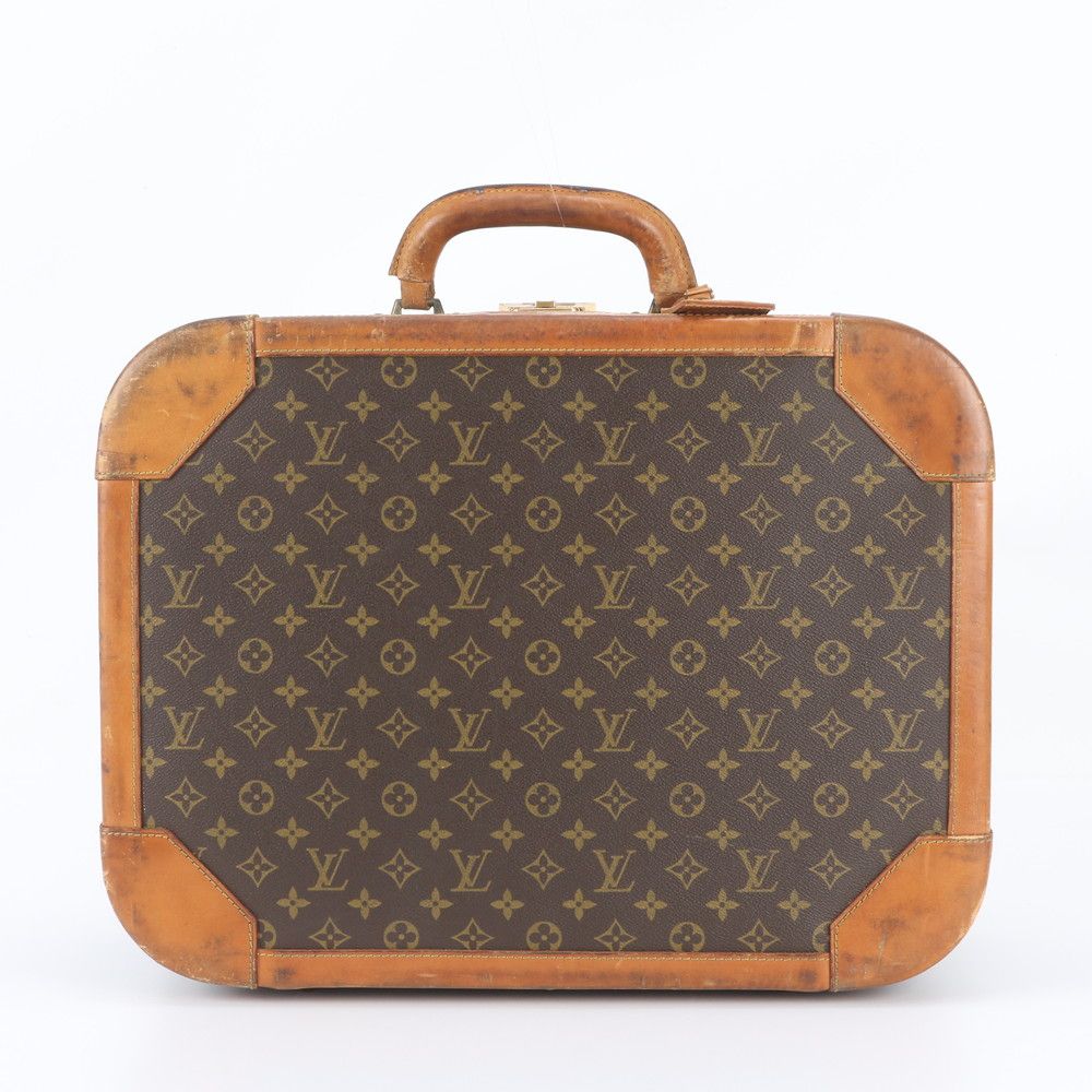 Louis Vuitton Monogram Stratos 50 Leather Trunk Hard Case Boston Bag