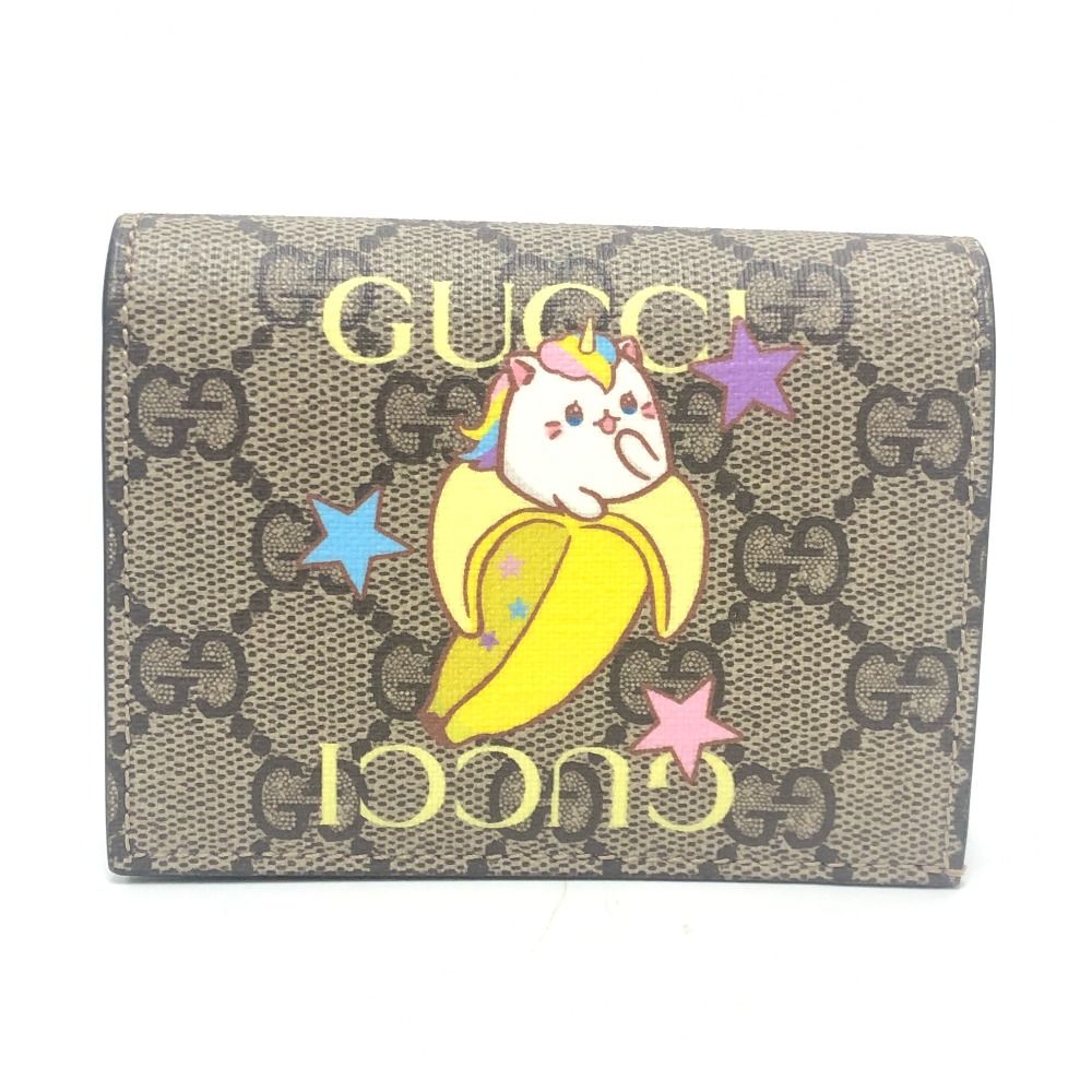 Gucci Bifold Wallet Bananya Collaboration GG Supreme Canvas Brown
