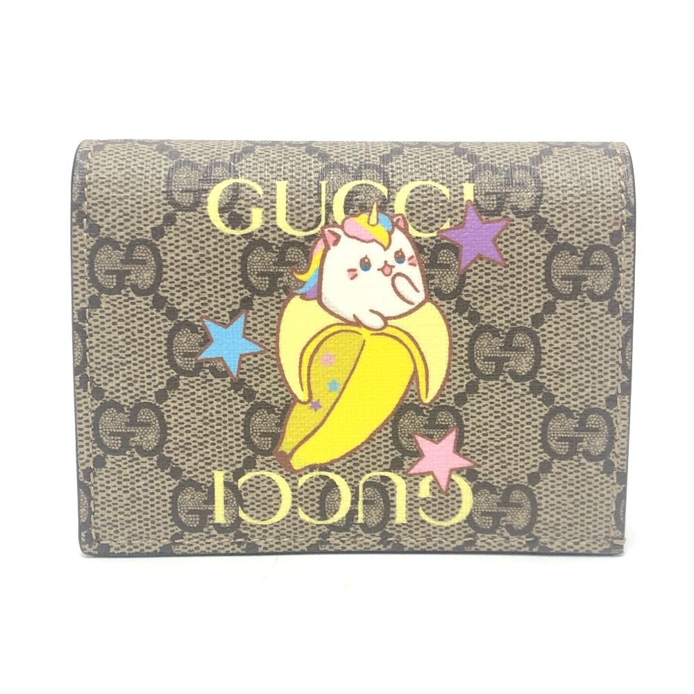 Gucci Bifold Wallet Bananya Collaboration GG Supreme Canvas Brown