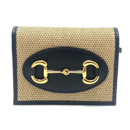 Gucci Bifold Wallet Horsebit Canvas Leather Brown