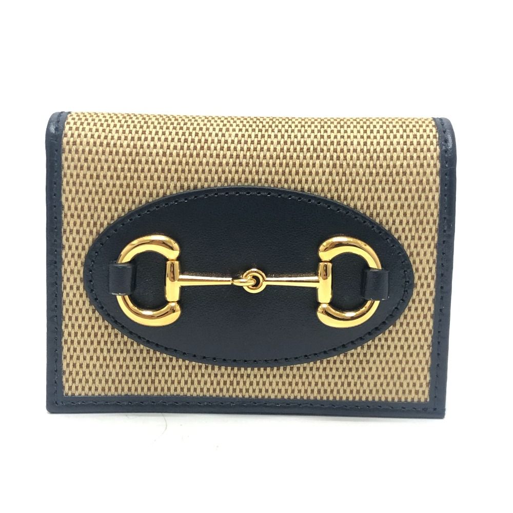 Gucci Bifold Wallet Horsebit Canvas Leather Brown