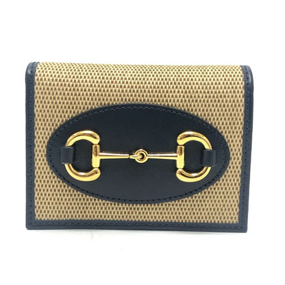 Gucci Bifold Wallet Horsebit Canvas Leather Brown