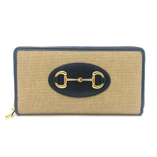 Gucci Wallet Horsebit Canvas Leather Brown